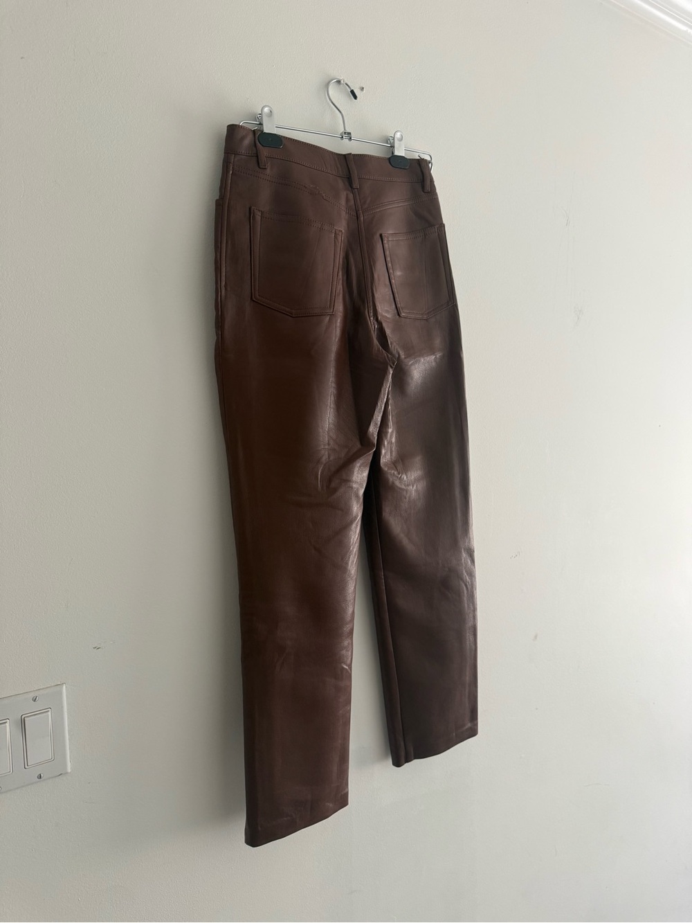 Aritzia Wilfred High-Rise Faux Leather Straight Leg Pants - Brown size 2 - Picture 10 of 11